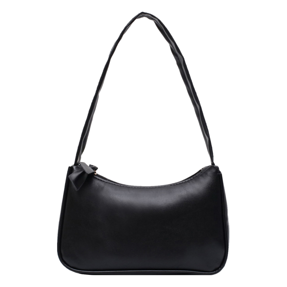 1Pc Retro forearm bag women's bow handbag PU leather baguette bag