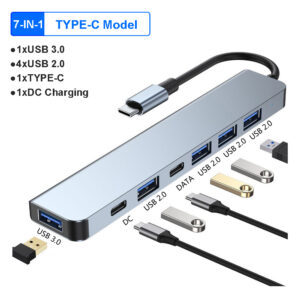 7-in-1 USB 3.0 HUB USB C HUB TYPE-C to USB SD TF Adapter 5Gbps Fast Speed Tramsmission USB C Docking Station For PC MacBook