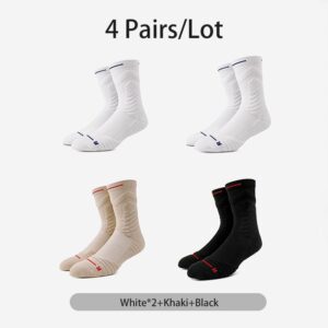 4 Pairs/Lot Professional Basketball Socks Breathable Men Mid-Tube Socks White Sports Socks Towel Bottom Men Basketball Socks