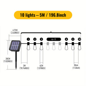 32FT S14 Solar String Lights Outdoor Waterproof, Shatterproof Bulbs Patio Lights with Remote 8 Modes High-Brightness