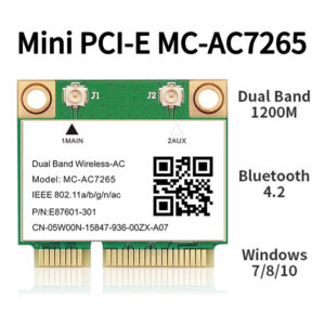 1200Mbps Bluetooth 4.2 Half Mini PCI-E Wifi Card MC-AC7265 Wireless 802.11ac 2.4G 5Ghz For Laptop Win 7 810 11