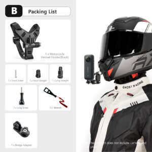 Vamson for GoPro Hero 12 Accessories Motorcycle Helmet Strap Chin Stand Mount for GoPro Hero 11 10 9 8 7 for Insta360 X3 One X2