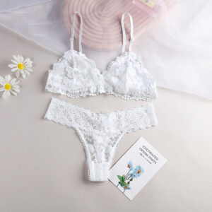 Women Lace Bra Panties Set Ultrathin Bralette Transparent Thongs Lingerie Set Female Low Waist G-String Girls Sexy Underwear