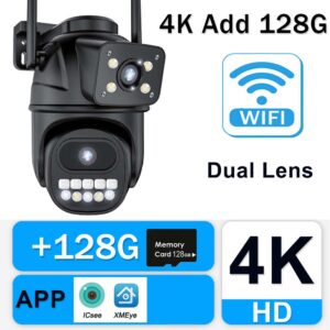 6K 12MP WiFi IP Camera Outdoor Three lens Panoramic View PTZ IP Camera AI Tracking Security Protection CCTV Video Surveillance