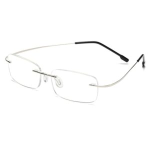 Myopia Glasses with Green Coating for Men and Women, Ultralight Frame, No Artificial Rimless