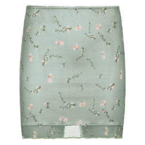 CIBBAR Cute Floral Print Mini Skirt Mesh Patchwork Ruched Kawaii Summer Holiday Skirts for Women y2k Aesthetic Outfits Fairycore