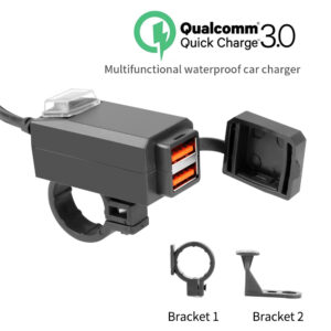 Motorcycle USB Charger QC3.0 Handlebar Fast Charging Waterproof 12V Socket Adapter With With ON/Off Switch For Phone Navigation
