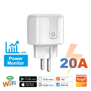 Tuya Smart Socket WIFI 16A/20A EU Plug With Monitoring Timing Function Smart Home Electronic Power Outlet Alexa Google Home