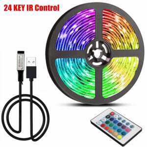 16/ LED 5050 Strip Light 24 Keys Infrared Remote Control RGB USB Bright Ideal for Bedroom TV Wall and Living Room Hallway Cabine
