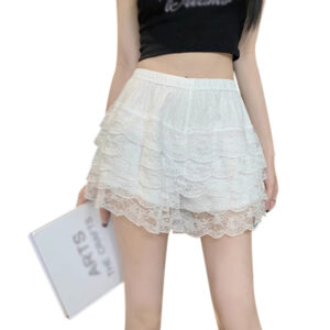 Women’s Sweet Shorts Lace Cake Layer Safty Shorts Korean Version Casual Homewear Outerwear Leggings Shorts