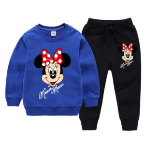 Autumn Baby Girls Clothes Set Children Disney Minnie Printed Sweatshirts And Pants 2pcs Suit Kid Pullover Top Bottom Tracksuits