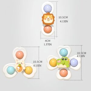 3 PCS Set Suction Cup Spinning Cartoon Animal Spinner Toys For Kids Window High Chair Tray Bath Table Travel for Children Gift