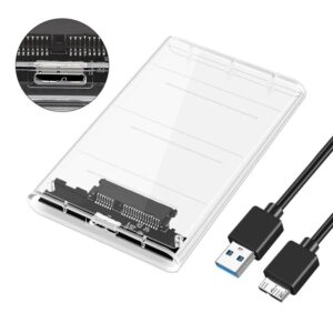 USB3.0 External HDD Case 5Gbps 2.5 Inch Transparent Hard Disk Case Hard Drive Enclosure SATA HDD SSD Storage Case for Laptop PC