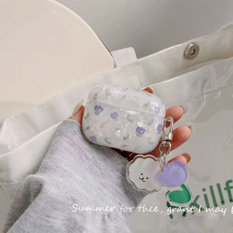 For AirPods Pro /Airpod 3/AirPods 2 Case Cute Korean Flower Tulip Pendant Headphone Case Airpods 3 Silicone Earphone Cover