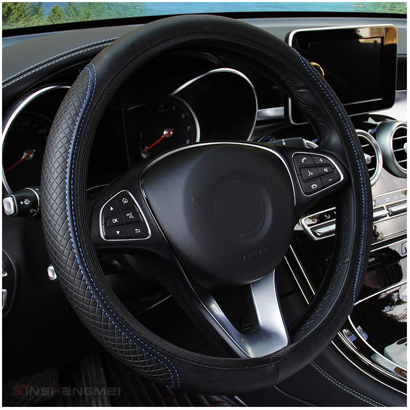 37/38cm Automobile universal steering wheel cover non-slip car steering wheel cover non-slip embossed leather Car-styling