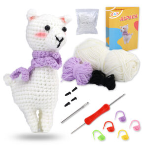 KRABALL Crochet Animal Kit for Beginners With Video Tutorial Cotton Knitting Yarn Thread Needles Hook Knit Tool Set DIY Craft