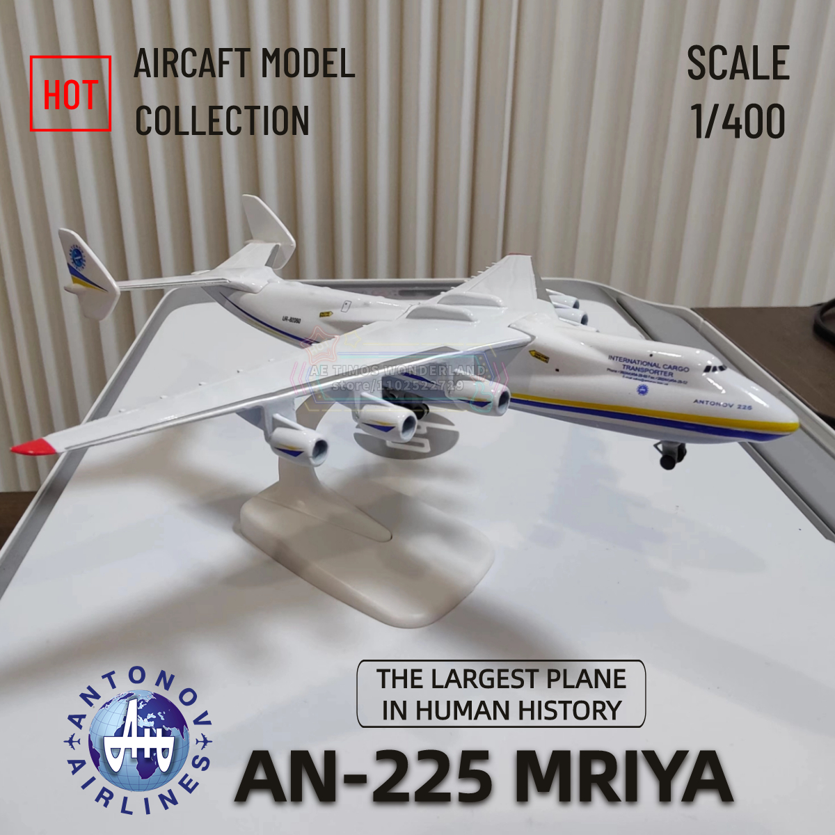 Ukraine Antonov AN225 Mriya Replica Scale 1:400 Hercules Aircraft Model Aviation Airplane Metal Miniature Kid Boy Xmas Gift Toy