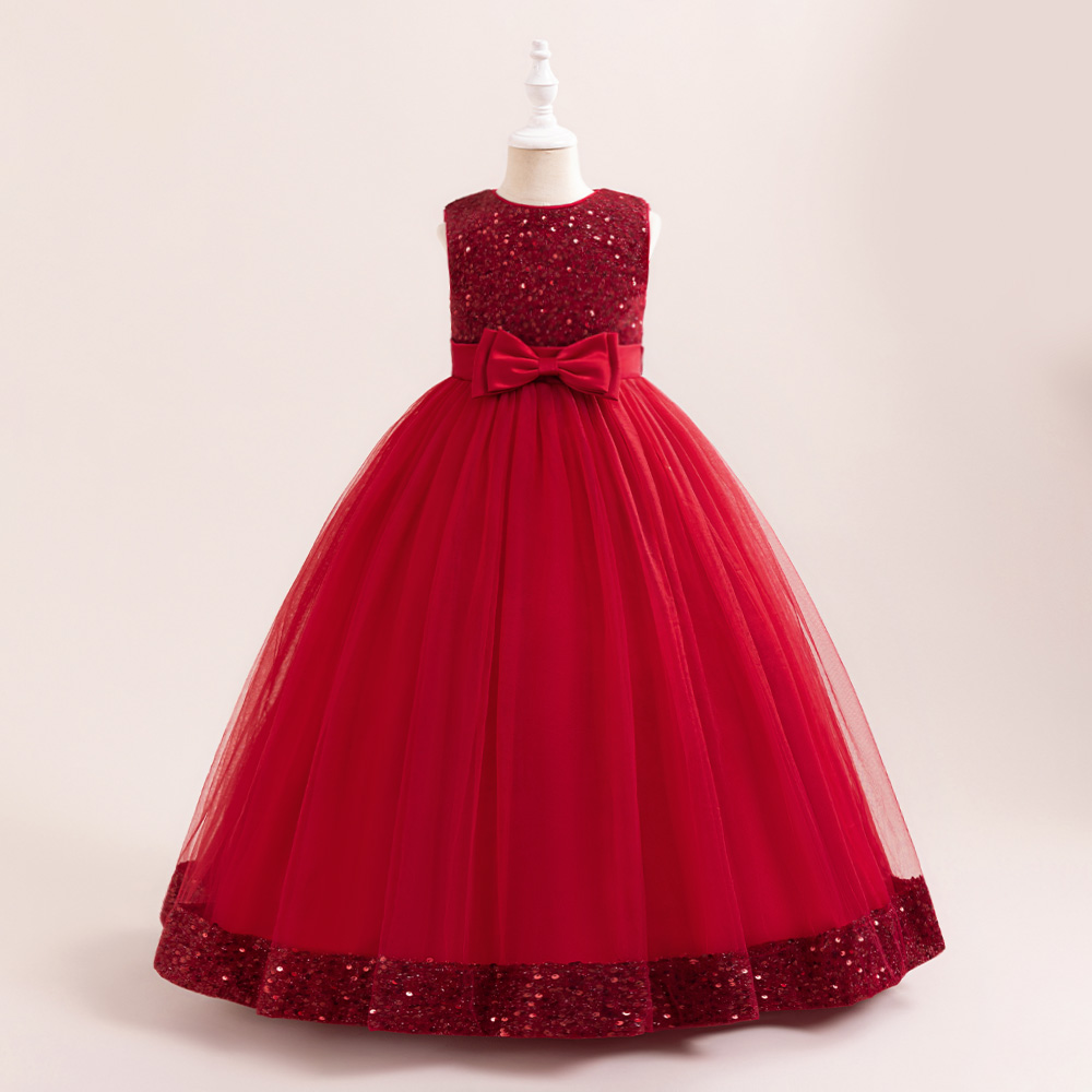 Sequin Girls Party Dresses Children Christmas Costumes Fluffy Elegant Kids Birthday Princess Dress For Girl Wedding Prom Gown