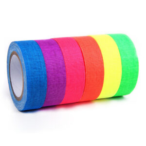 5Meter 6 Colors Neon Gaffer Cloth Tape Fluorescent Rainbow Color Party Non-Reflective Glow in The Dark Tape Under UV Black Light