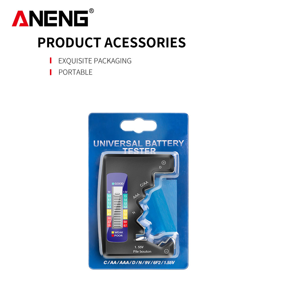 ANENG LCD Display C AA AAA D N 9V 1.55V Universal Button Cell Battery Tester Volt Capacity Check Detector Capacitance Tool