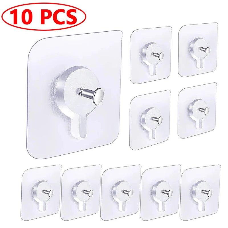 10 Pcs Punch-Free Screw Stickers Wall Picture Non-Marking Hook Lnvisible Traceless Picture Hanging Kitchen Bathroom Hanger Hook
