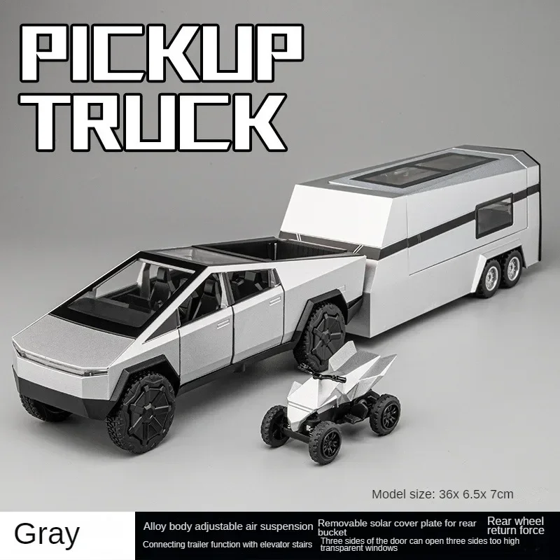 1/32 Cyber truck Pickup Alloy Car Model Diecasts Metal Toy Off-road Vehicles Truck Model Simulation Sound Light Kids Gifts