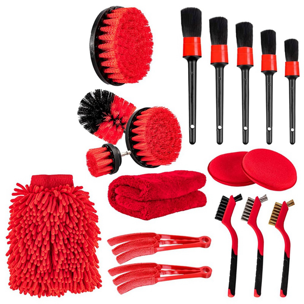 18 PCS Car Cleaning Tools Kit, Car Detailing Brush Set with Drill Attachment Set, Car Wash Kit