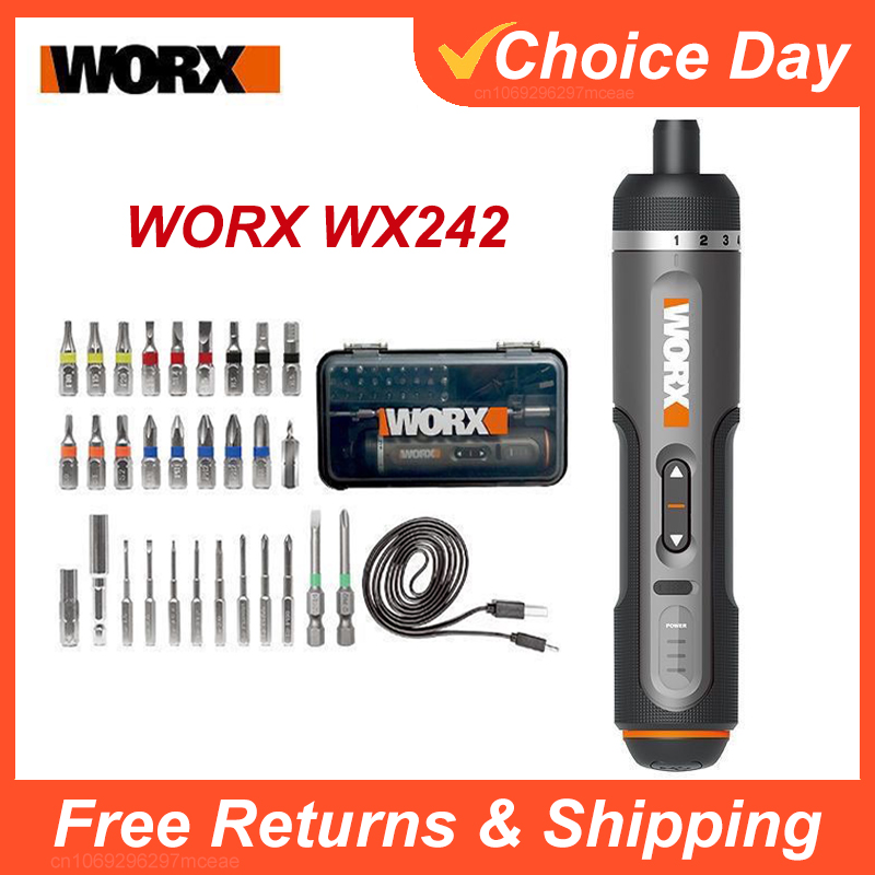 Youpin Worx 4V Mini Electrical Screwdriver Set WX242 Smart Cordless Electric Screw Driver USB Rechargeable 30 Bit Set Drill Tool