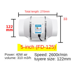4/5inch 220V Exhaust Fan Home Silent Inline Pipe Duct Fan Bathroom Extractor Ventilation Kitchen Toilet Wall Air Ventilator