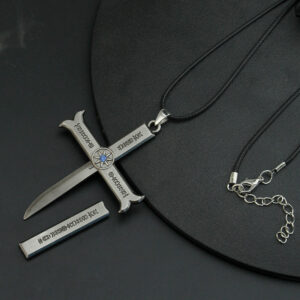 Anime One Piece Necklace For Men Women Dracule Mihawk Cross Sword Kogatana Retro Pendant Choker Kolye Metal Weapon Keychain Gift