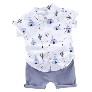 Baby Boy Clothes Set Cartoon Print Short Sleeve Shirt + Pants Suit for 0-4 Years Kid Toddler Outfit Boys Summer Clothing