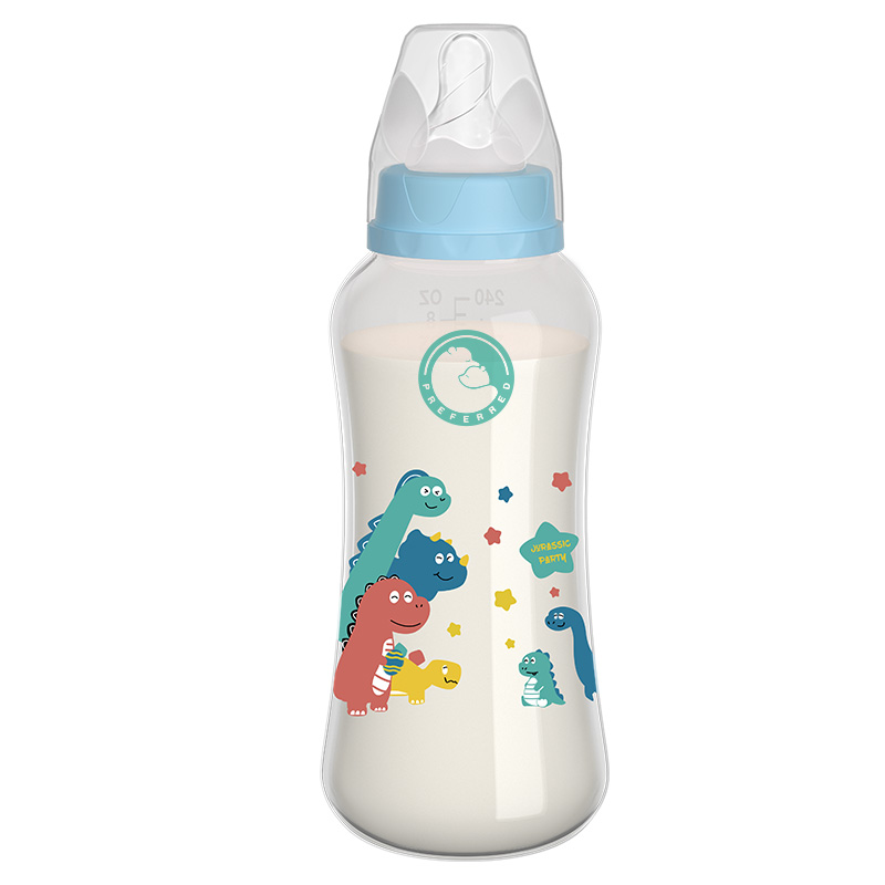 150/240ML Baby PP Bottle Wide Mouth Newborn Baby Bottle with Handle Baby Milk Bottle Newborn Pattern Baby Cup BPA Free