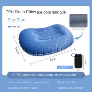 Portable Inflatable Pillow Travel Camping Equipment Compressible Folding Air Cushion Outdoor Protective Tourism Sleeping Gear