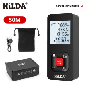 HILDA 50/100/120M Digital Tape Laser Rangefinder Distance/Volume/Area Meter Rangefinder M/in/FT/FT+in Unit Backlit ┬▒2mm Accuracy