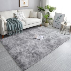 VIKAMA Tie-Dye Plush Carpet 1.3x2FT Living Room Soft Girls Bedroom Bed Blanket Children’s Room Decorative Non-Slip Floor Mat