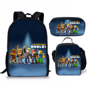 3PC-set ROBLOX Animation Cartoon Game Blox Fruits Cool High-end School Bag Backpack Shoulder Bag Pencil Case Backpack
