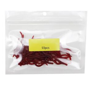 50/100PCS Soft Lure Bass Bream Bloodworm Fishing Earthworm Worm Rubber Red Worms Baits Fishy Smell Realistic Tackle