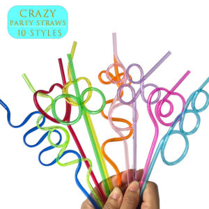 10 Styles Decoration Silly Crazy Unique Plastic Drinking Reusable Straws for Daily Party Festiivty Cold Drink BPA free