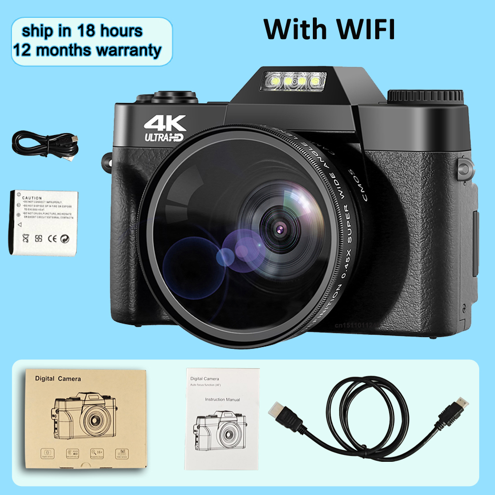 4K Digital Camera 48MP Vlogging YouTube 60FPS Auto Focus 16X Zoom Camcorder New Recording Video Camera With WIFI LENS 128G Card