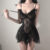 Black Lace Slim Dress Sexy Lingerie Transparent Pajamas Nightdress Seductive Lolita Exotic Costume For Sex