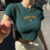 Summer Black Sexy Women’s T-shirt Clothese Short Sleeve Casual Crop Top Letter Embroidery T Shirt Female O-Neck Cropped Tops