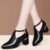Women Cute Sweet Comfort Spring & Autumn Buckle Strap High Heel Shoes Lady Classic Office Square Heel Shoes A01