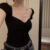 Women’s Square Neck Knit Short Sleeve T-Shirt Top Summer Solid Color Slim Short Sleeve Top