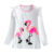 DXTON Baby Girls T-shirts Spring Toddler Cotton Tops Wear Flamingo Cartoon Kids Tees Tshirts Sequin Children Casual Clothing