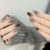 24Pcs Dark Black Cool Girl New Fake Nails with Glue DIY Art Design False Nails Wearable Nails Stylish Pattern Artificial Nails