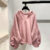 Cross-border Sweater Women’s Spring and Autumn Thin Hooded Solid Color V-neck Women’s Loose Large Size Korean-style Hooded Sweatshirt Women’s Trendy