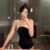 2024 new swimsuit women’s one-piece tube top sexy small chest gathered cover belly slimming cross shoulder