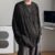 White pleated long-sleeved T-shirt men’s loose fashionable undershirt cold style men’s couple’s fleece-lined top clothes