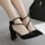 High heels 2023 spring and autumn pointed strap thick heel temperament niche fashion women’s shoes outerwear ins tide wholesale