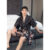 Men’s Nightgown Summer Thin Bathrobe Pajamas Large Size Crane Ice Silk Mid-length Home Clothes Spring and Autumn Fashion Personality
